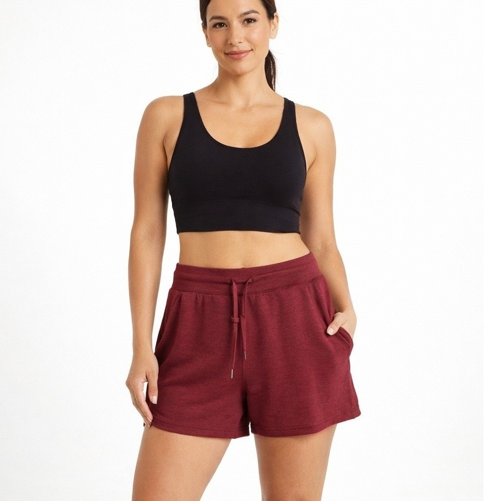 Danskin‎ Luxe Lounge Shorts Cherry Cola Soft Stretch Pockets NWT L